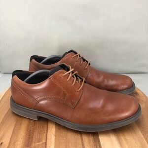 Rockport Beringer Mens Dress Shoes Oxfords Leather Brown Size 12 M Plain Toe